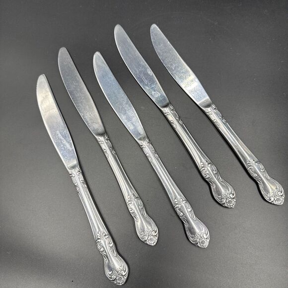 Easterling Valhalla Dinner Butter Knife Stainless Vintage Korea Set of 5 1950s - Picture 2 of 5